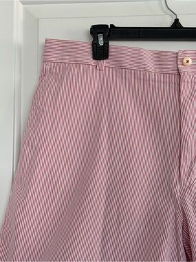 Southern Tide Flat Front Corded Pink Red Seersucker Shorts Skipjack 38 Striped
